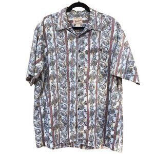 Woolrich Outdoor Wear Fish Shirt Hawaiian Style Vintage Oxford Shirt Size XL